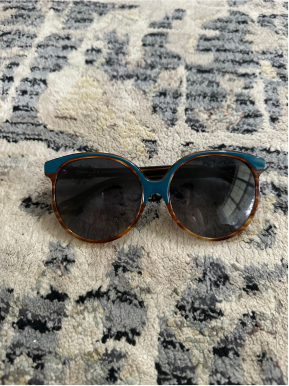 Women's Chloé Teal Tortoiseshell Round Sunglasses One Size